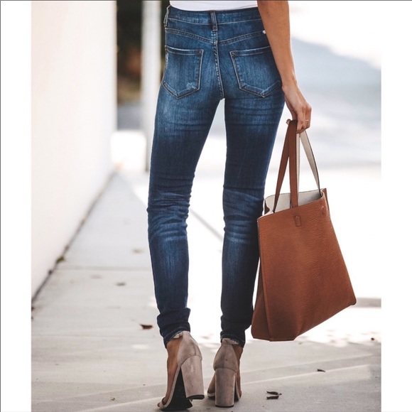 High Rise Waist Skinny Denim Jeans New - Picture 2 of 5